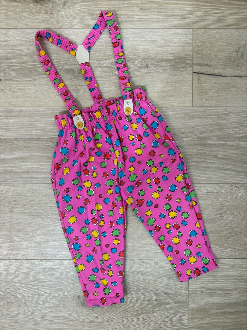 Vintage Pink Abstract Pants Bottoms with Suspenders